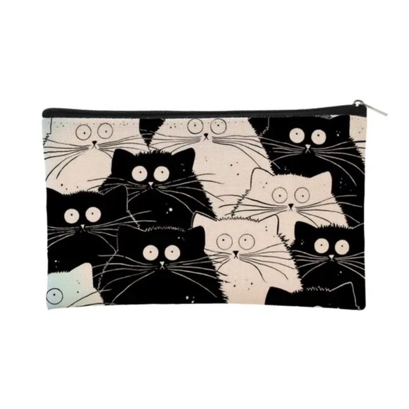 Black and White Cat Cosmetic Bag - Picture 3 of 4